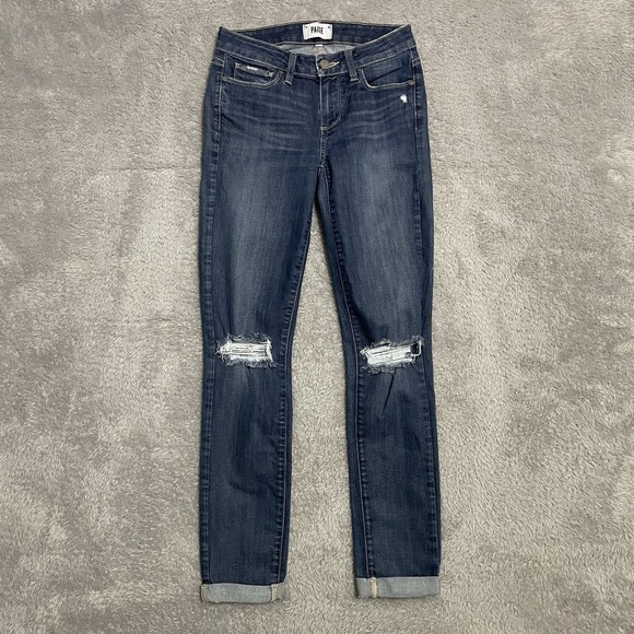 PAIGE Denim - PAIGE Jeans Womens Size 27 Kylie Crop Dark Wash‎ Cuffed Blue Denim Stretch